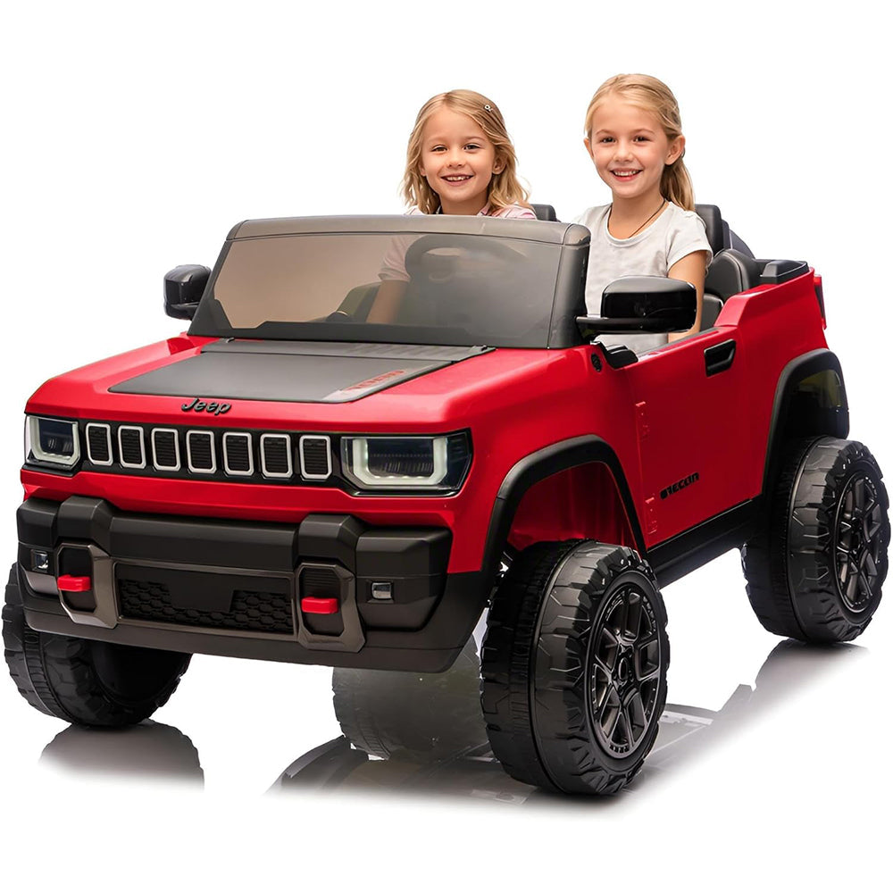 Garvee 24V 2-Seater Electric Ride-On Truck for Kids Ages 3-8 – Licensed 4WD Battery Car with Parental Remote, 3 Speeds, Wireless Connection Music, LED Lights, Gradual Start – Fun Toy Vehicle – Red