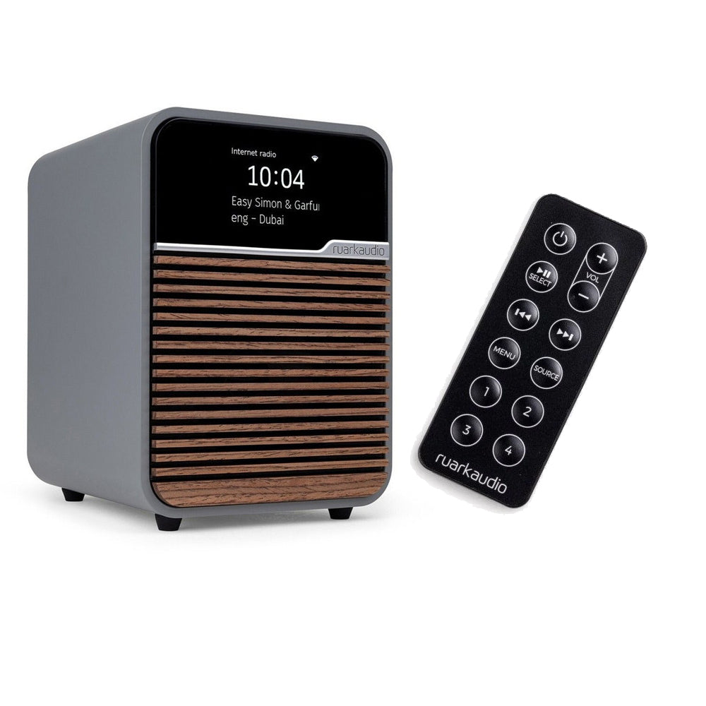 Ruark R1S DAB DAB+ FM Internet Bluetooth WiFi Smart Radio with Remote Bundle - Grey