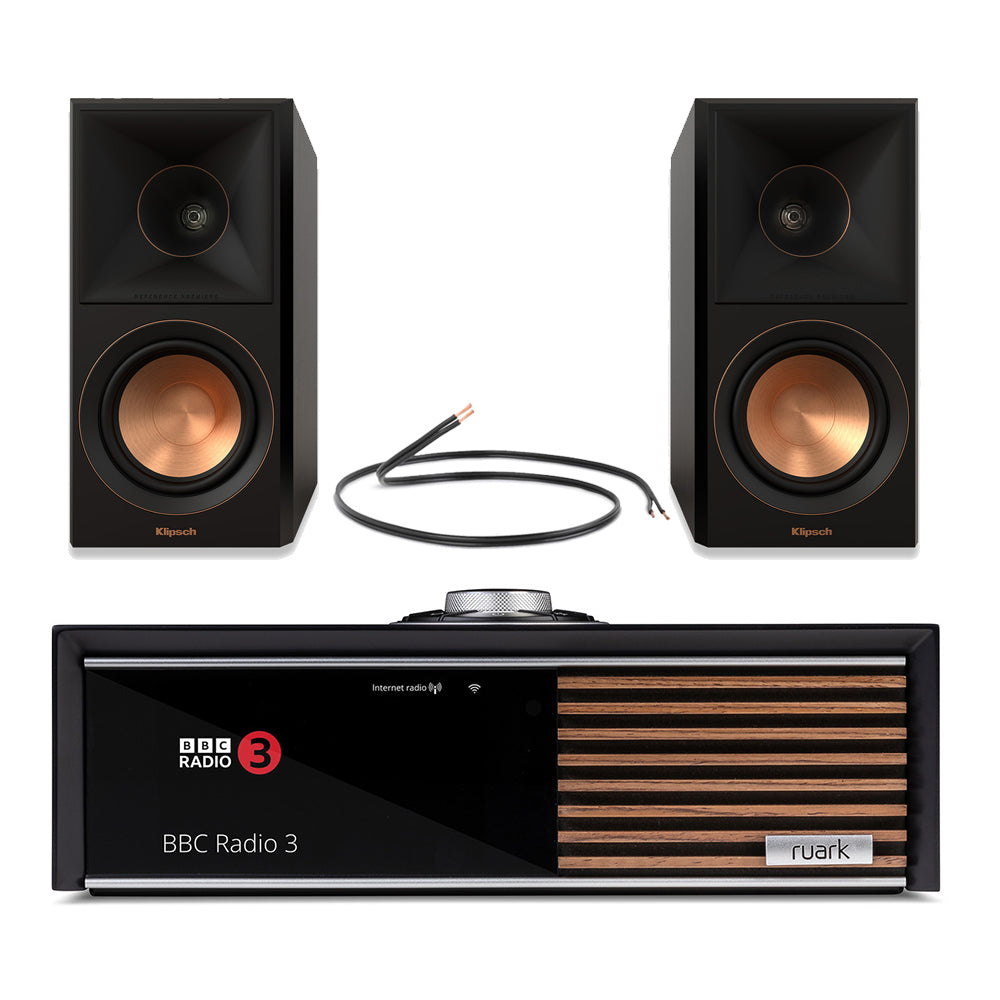 Ruark R610 Music Console with Klipsch RP-500M II Bookshelf Speakers Pair HiFi Package - Black
