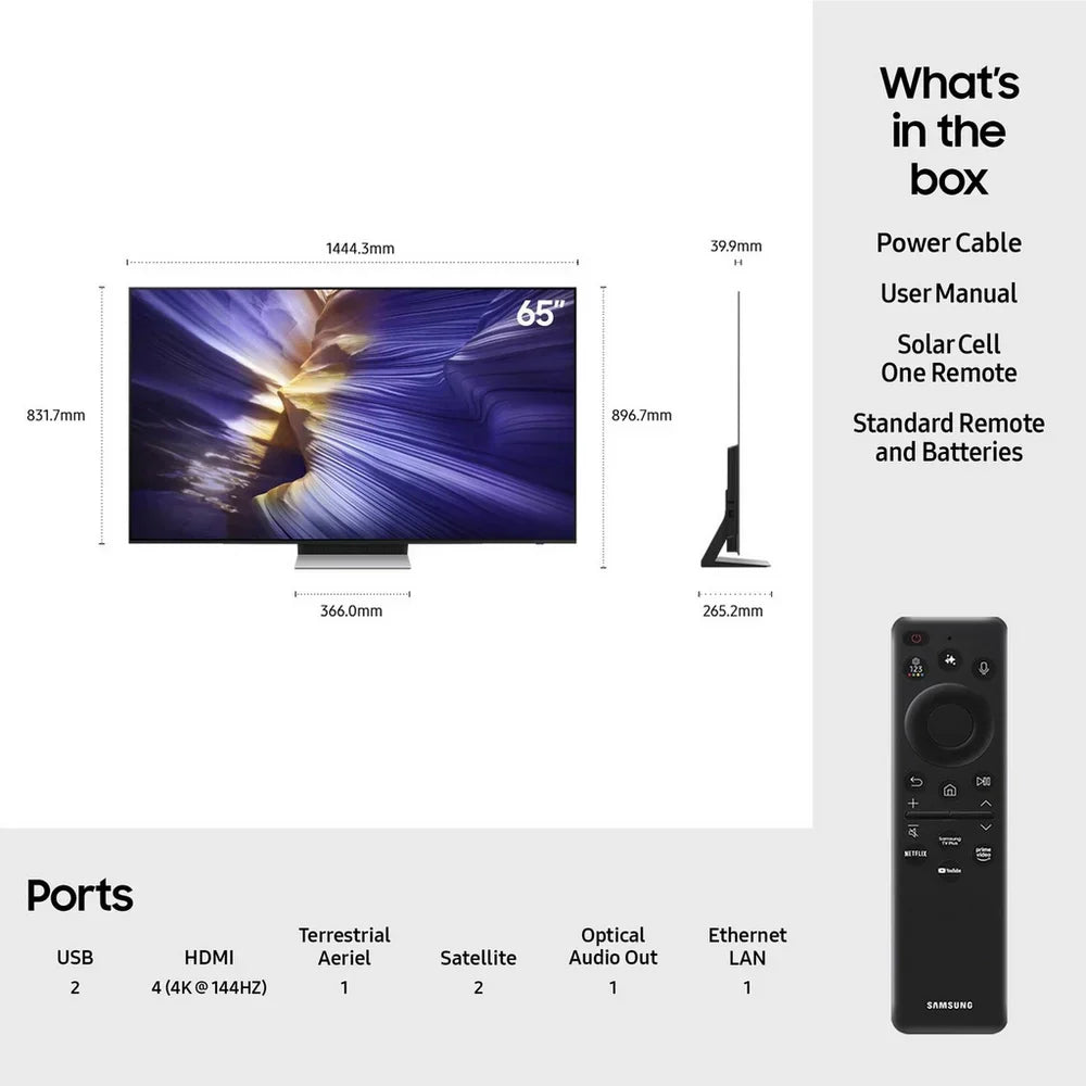Samsung QE65S90FATXXU 65 Inch S90F 4K OLED Ultra HD HDR Smart AI TV