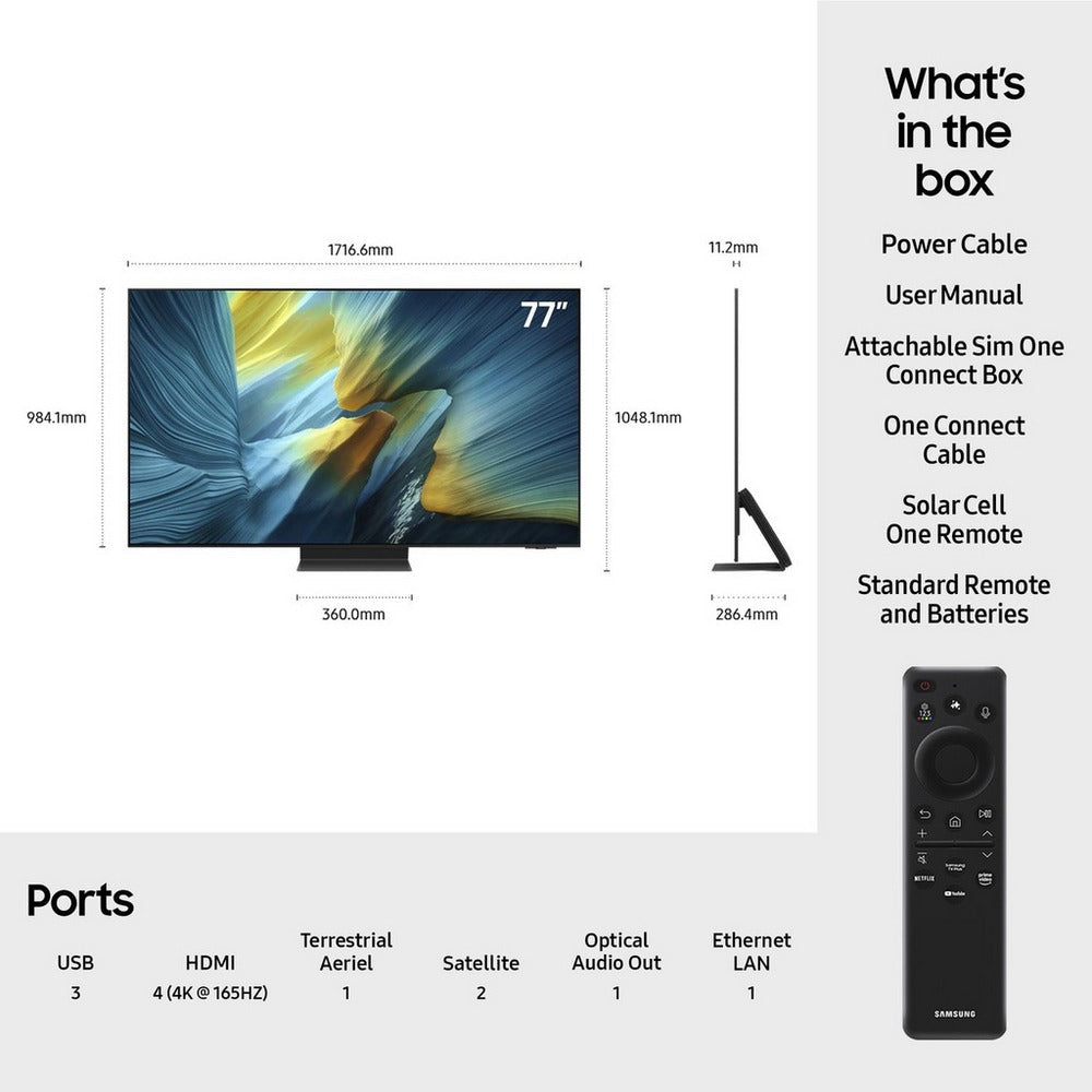 Samsung QE77S95FATXXU 77 Inch S95F OLED 4K Ultra HD HDR Smart AI TV