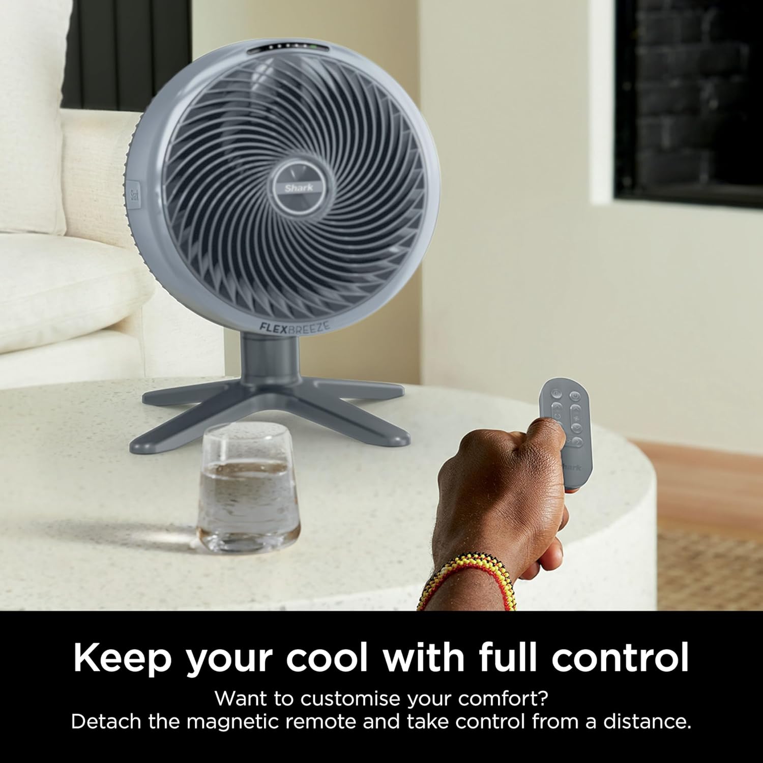 Shark FA150UK FlexBreeze TableMate Indoor to Outdoor High Velocity Tabletop Fan - Winter Fog