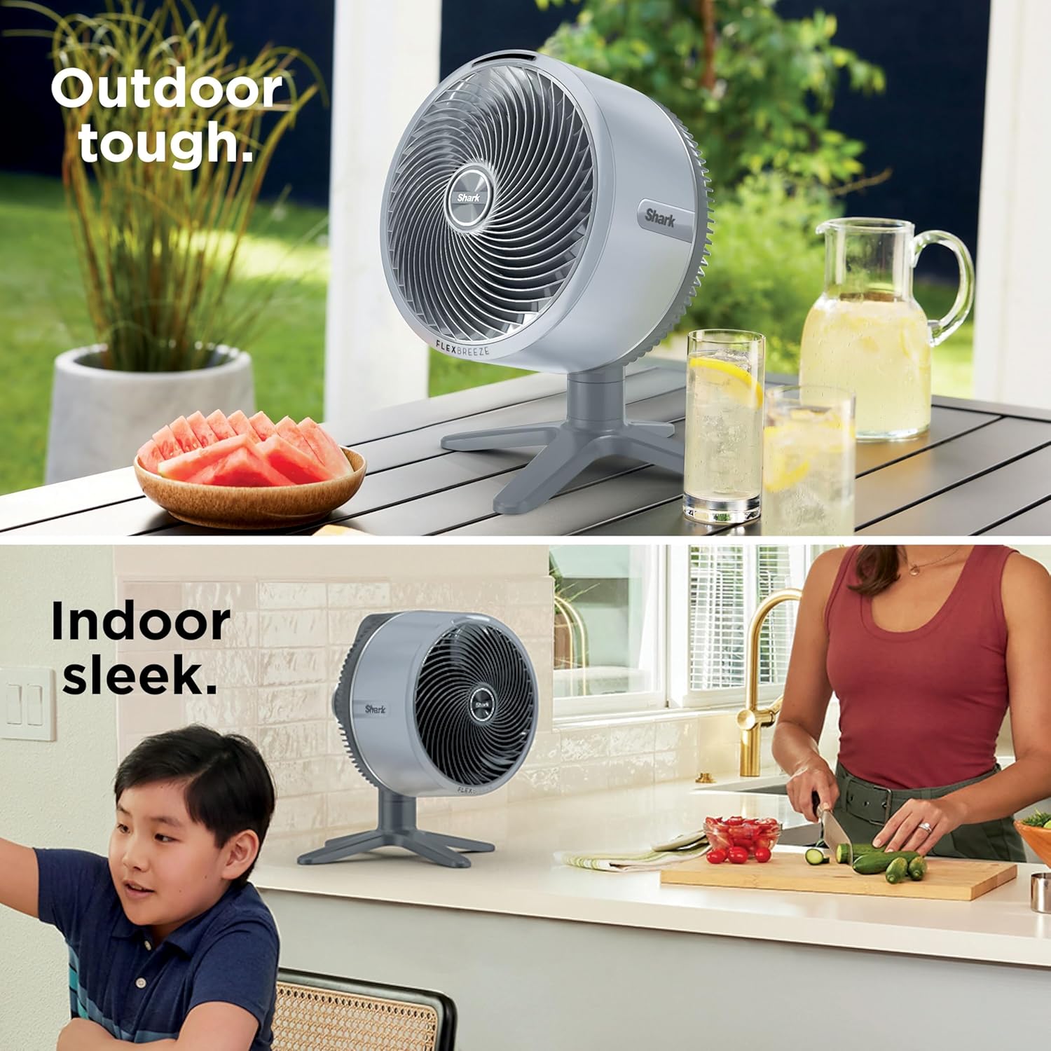 Shark FA150UK FlexBreeze TableMate Indoor to Outdoor High Velocity Tabletop Fan - Winter Fog