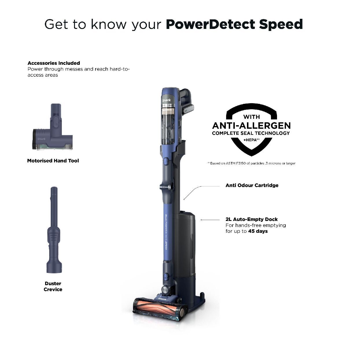 Shark IA3241UKT PowerDetect Speed Clean and Empty Pet Pro Cordless Vacuum Up To 60 Minutes Run Time Ultramarine