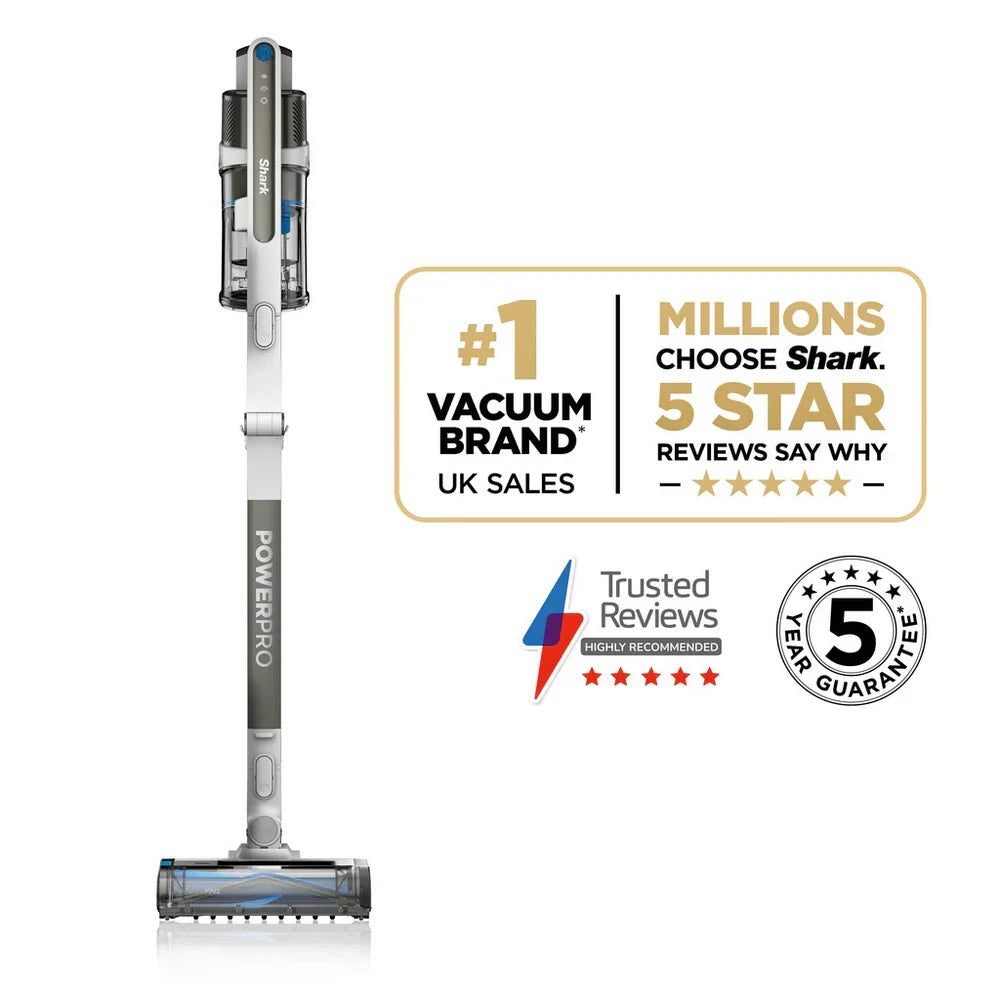 Shark IZ380UKT PowerPro Pet Cordless Stick Vacuum Cleaner with Anti Hair Wrap and Floor Detect - Up To 50 Minutes Run Time Java Metallic