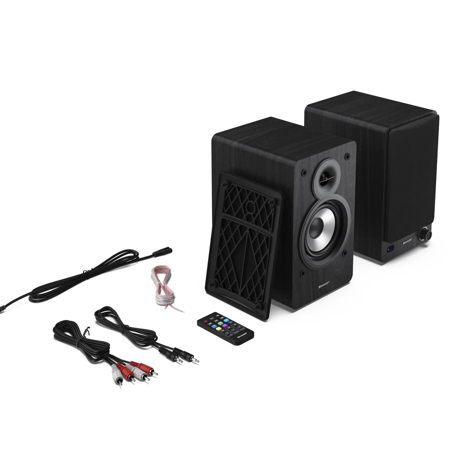 Sharp CP-SS30 BK Bluetooth 2-way Active Bookshelf Speakers Pair - Black