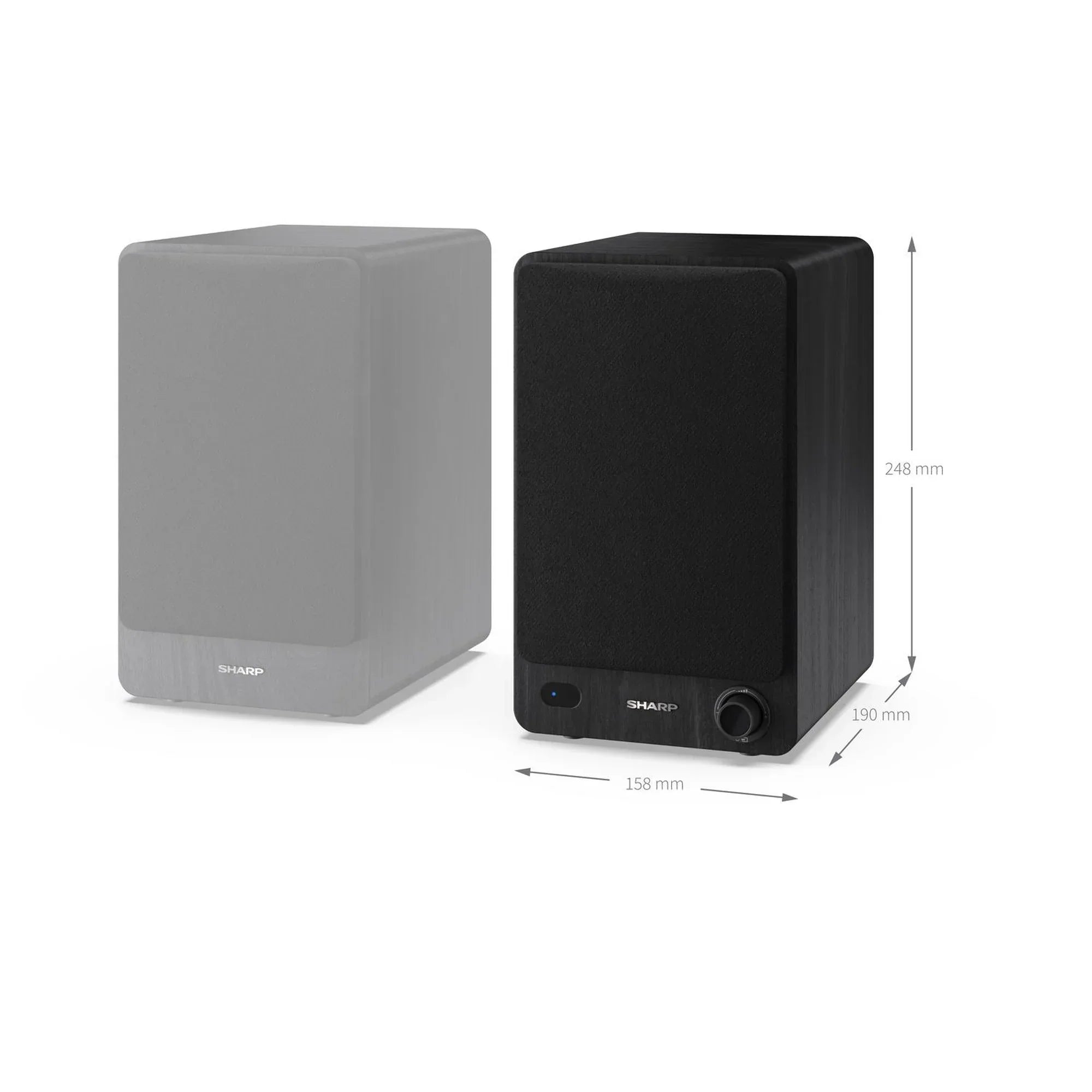 Sharp CP-SS30 BK Bluetooth 2-way Active Bookshelf Speakers Pair Black - Clearance
