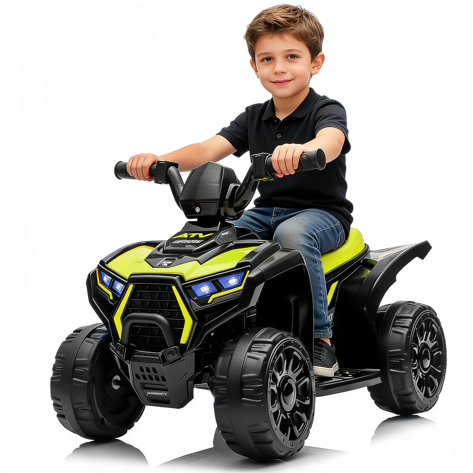 Garvee 6V Battery Powered Kids ATV Car with Lights and Music, 3.5mph Speed, Durable All-Terrain Tires, Safe Plastic Build, Toddler Ride-On Toy for Ages 3-6