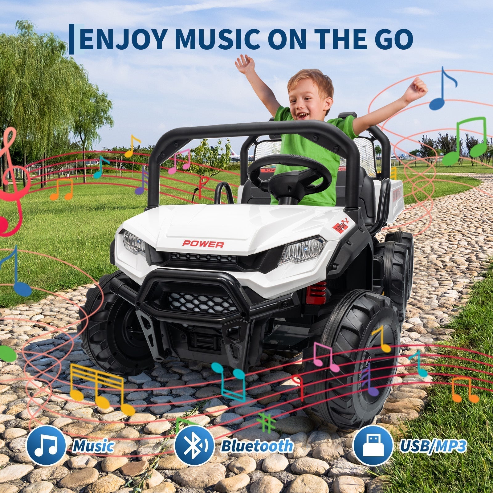 Garvee 24V 4WD Electric Ride on Dump Truck for Kids, 2 Seater with Remote Control, Dump Bed, 3 Speed Modes, Music Player, All-Terrain Off-Road Vehicle Toy for Boys & Girls