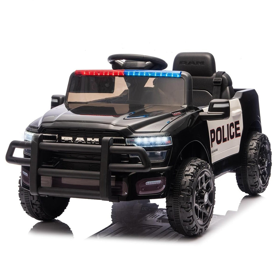 Garvee Kids Ride On Police Car 12V Electric Remote Control Spring Suspension LED Lights Music Toddlers Boys Girls Outdoor Play