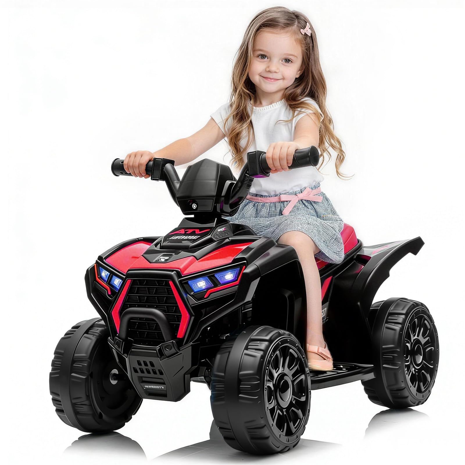 Garvee Kids 6V Battery Powered ATV Car with Lights & Music, 3.5mph Speed, Durable Plastic, All-Terrain Wheels, Toddler Ride-On Toy for Ages 3-6