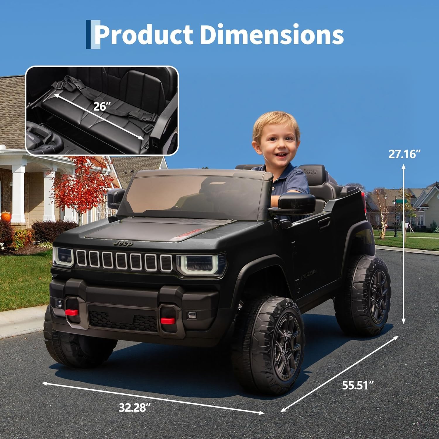 Garvee 24V 2-Seater Electric Ride-On Truck for Kids Ages 3-8 – Licensed 4WD Battery Car with Parental Remote, 3 Speed Options, Wireless Connection Music, LED Lights, Gradual Start – Ideal Gift – Black