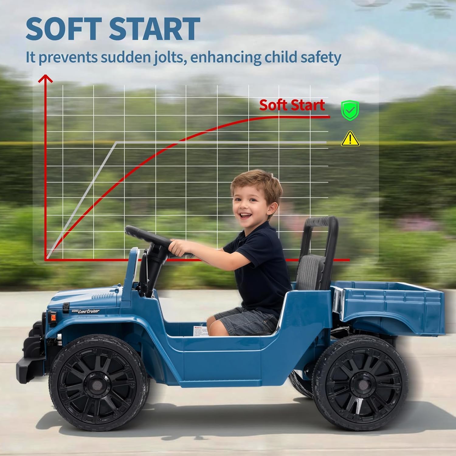 Garvee Licensed Toyota 12V 4WD Kids Ride-On Pickup Truck – Battery Powered Electric Car, Remote Control, wireless Music, LED Lights, Suspension, Soft Braking, Truck Bed Storage – For Toddlers & Big Kids – navy blue
