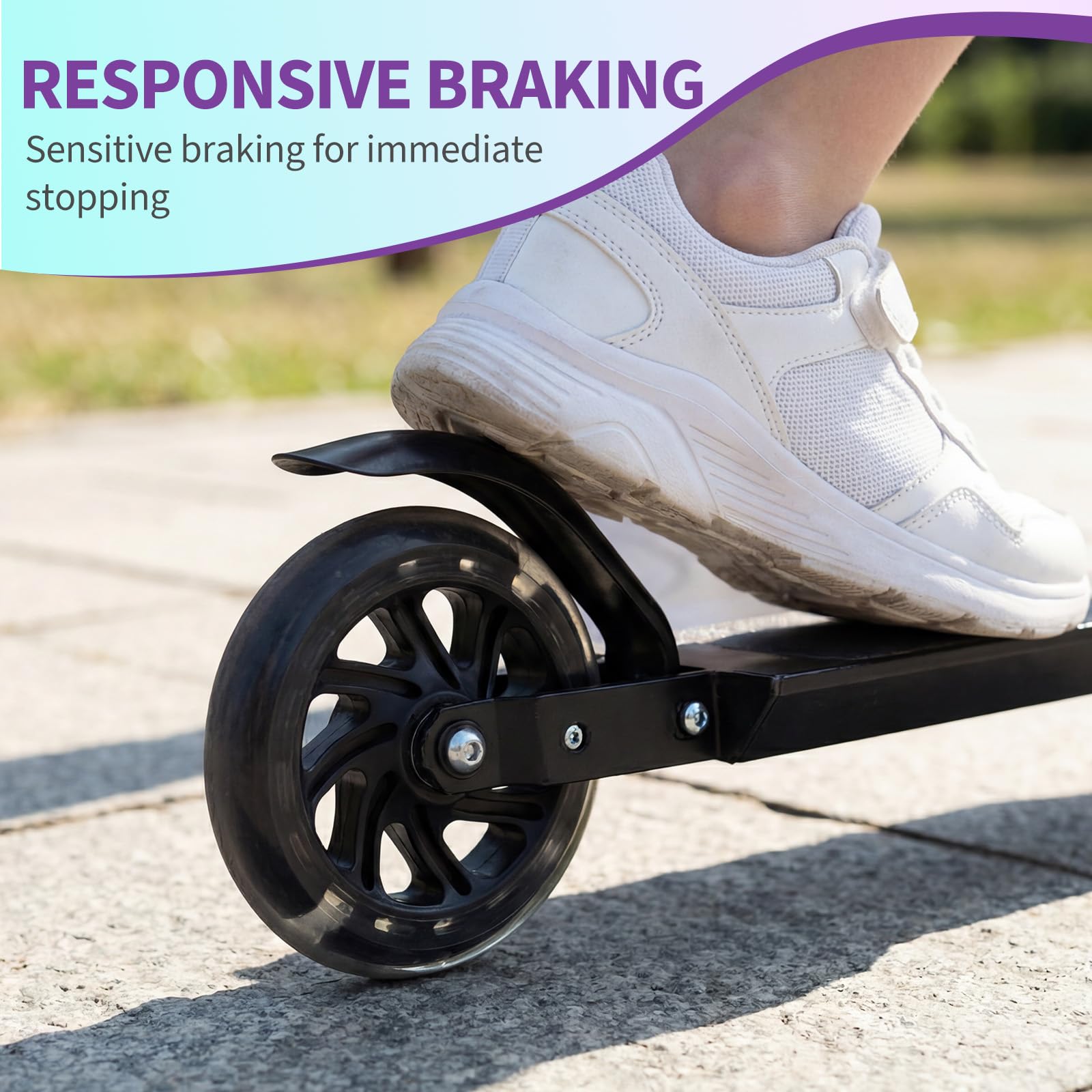 Garvee Kick Scooter for Kids with LED RGB Lighted Wheels, Lightweight 4.6 LBS, Adjustable Handlebars, Anti-Slip Deck, Detachable Design, Ages 3+