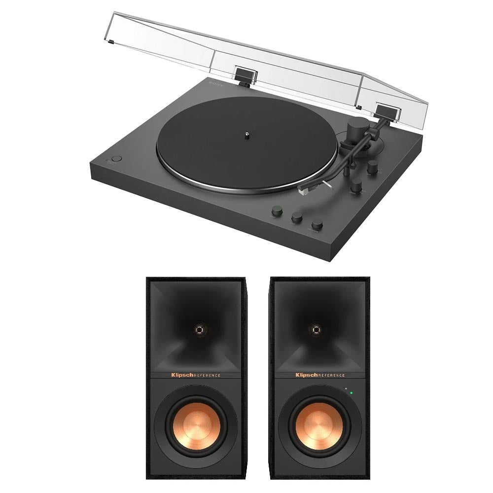 Sony PSLX3BT Fully Automatic Bluetooth Turntable With Klipsch R-40PM Powerd Bluetooth Speakers Pair Hi-Fi Package