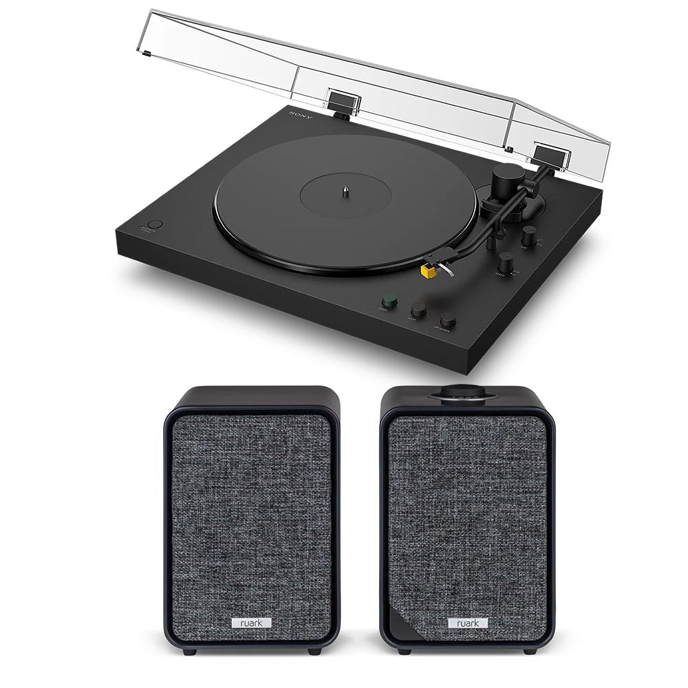 Sony PSLX5BT Fully Automatic Bluetooth Turntable With Ruark MR1 MK3 Active Bluetooth Speakers Pair Hi-Fi Package