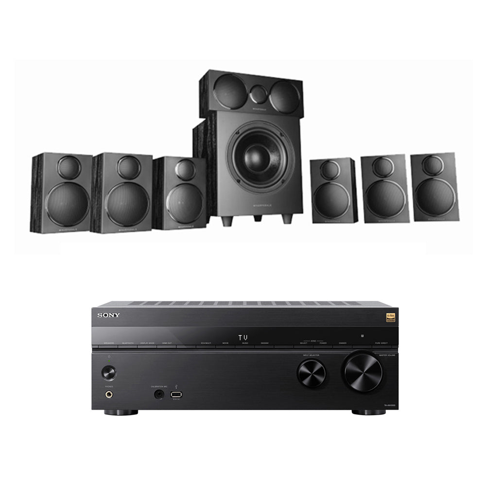 Sony TA-AN1000 7.2 Ch 8K Dolby Atmos AV Amplifier with Wharfedale DX3 HCP 7.1 Black Speaker Package