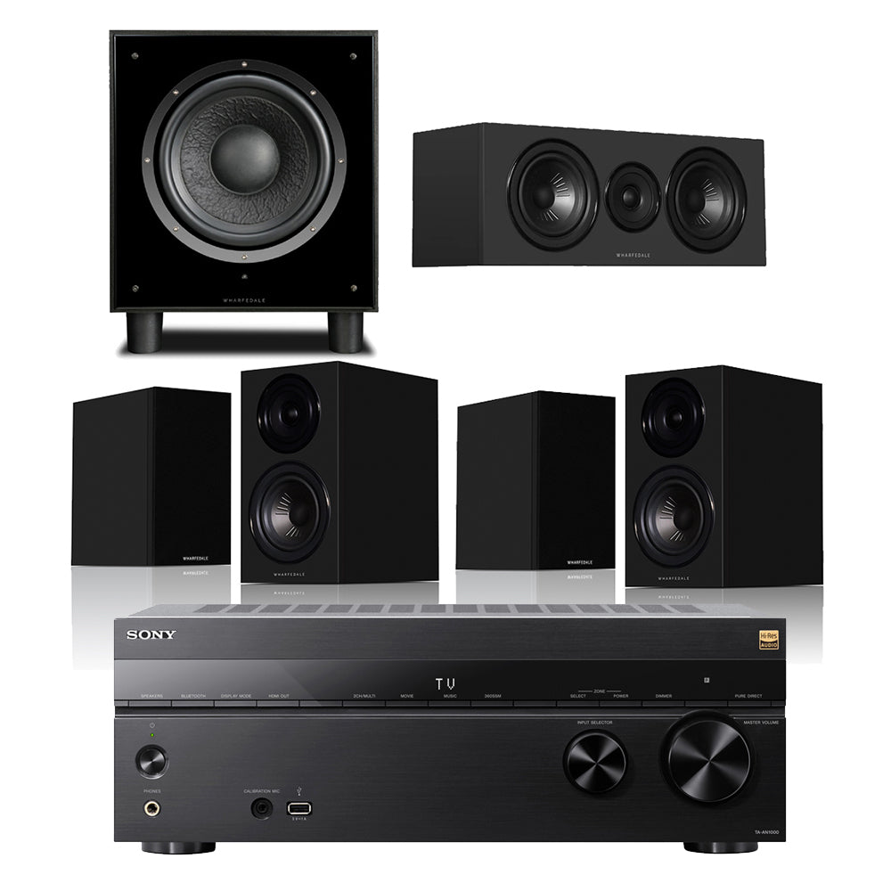 Sony TA-AN1000 8K 7.2 Ch Dolby Atmos AV Amplifier with Wharfedale Diamond 12.1i HCP 5.1 Speaker Package - Black