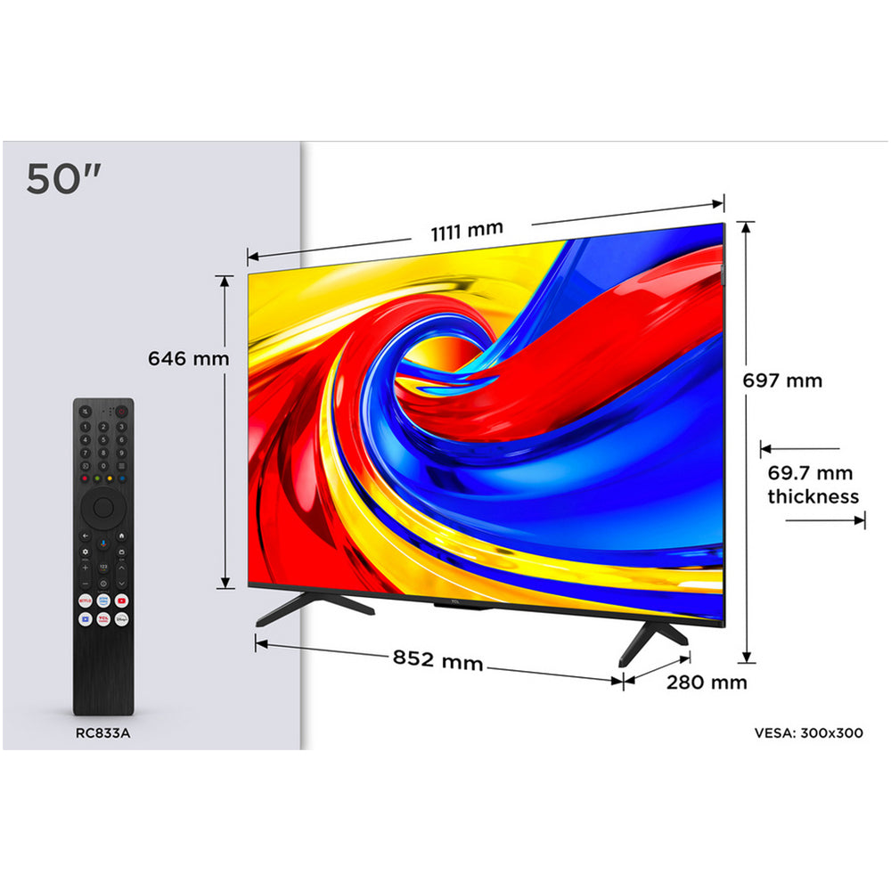 TCL 50P7L-UK 50 Inch P7L 4K Ultra HD HDR QLED Direct LED Smart Google TV 2026