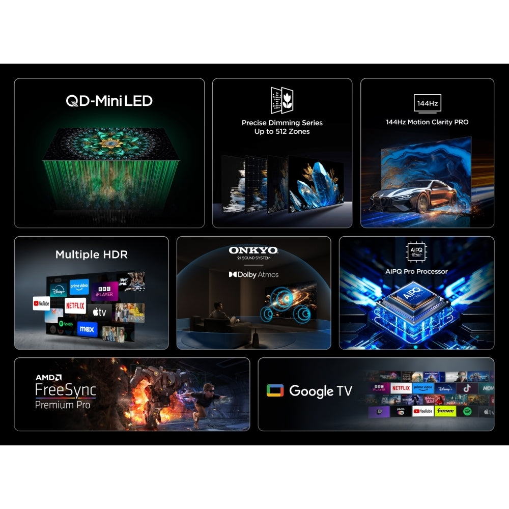 TCL 98Q6C-UK 98 Inch Q6C 4K Ultra HD HDR QD-Mini LED Smart Google TV
