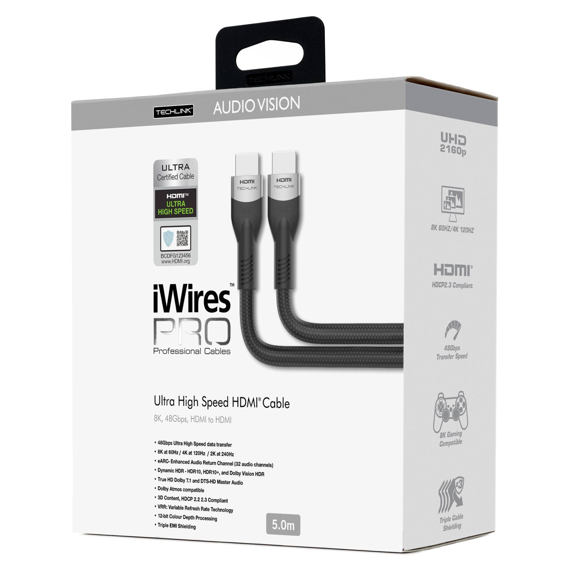 Techlink 711805 iWires Pro 8K HDMI Ultra Certified Cable - 5 Metre