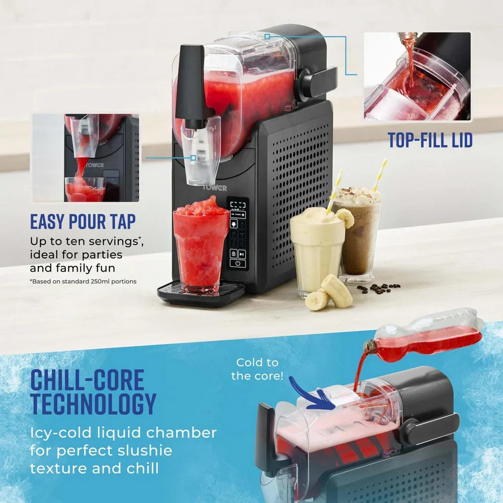 Tower T19058 Slushie Fusion 2.6 Litre 5-in-1 Frozen Drinks Maker - Black