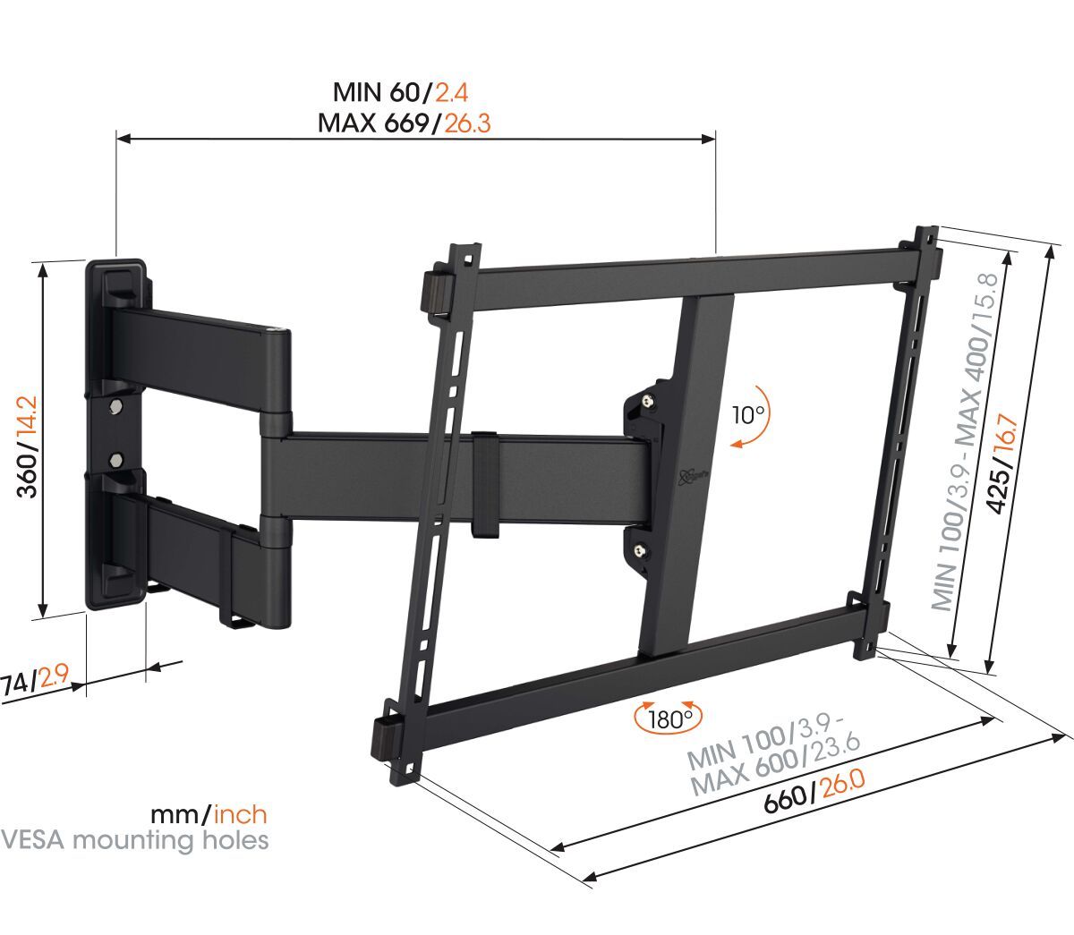 TVM 3845 Full-Motion TV Wall Mount