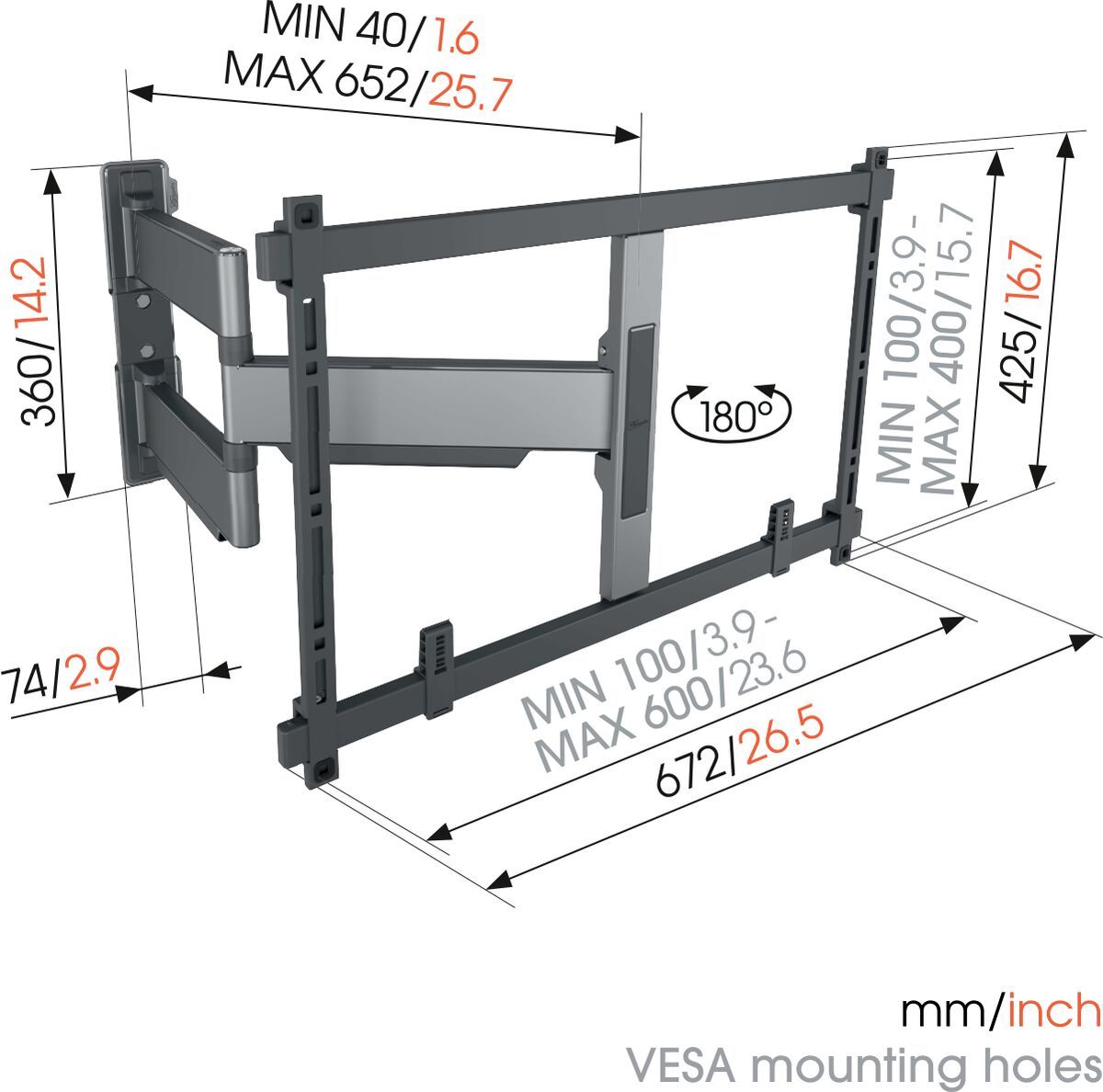 Vogels Elite TVM 5645 Full-Motion TV Wall Mount Black