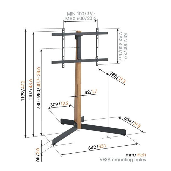 Vogels TVS 3695 TV Floor Stand for TVs up to 77inches black