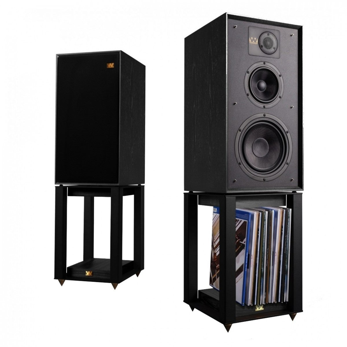 Wharfedale Linton Heritage Standmount Speakers with Matching Stands - Black Oak