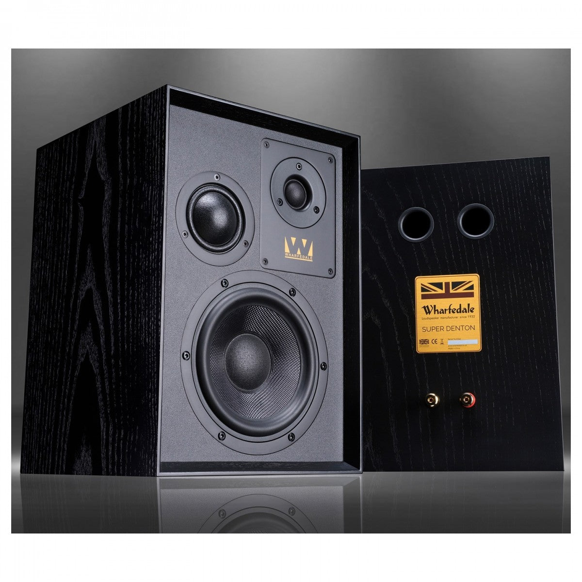 Wharfedale Super Denton Heritage Standmount Bookshelf Speakers Pair - Black Oak
