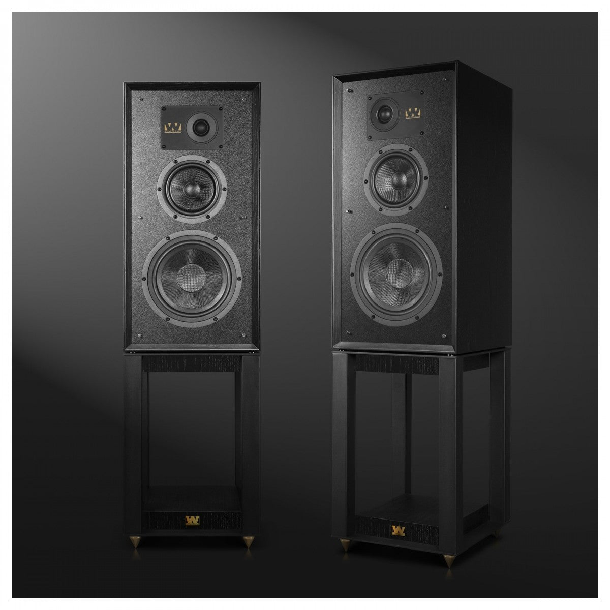Wharfedale Super Linton Heritage Standmount Speakers with Matching Stands - Black Oak