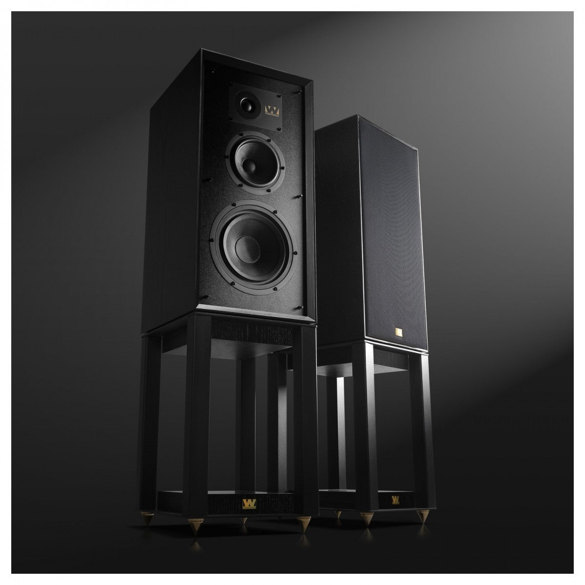 Wharfedale Super Linton Heritage Standmount Speakers with Matching Stands - Black Oak