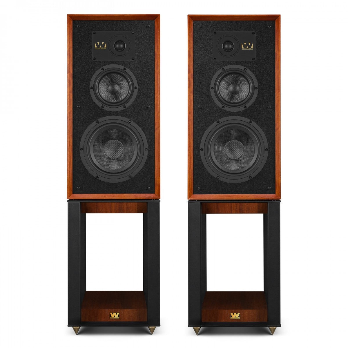 Wharfedale Super Linton Heritage Standmount Speakers with Matching Stands - Mahogany