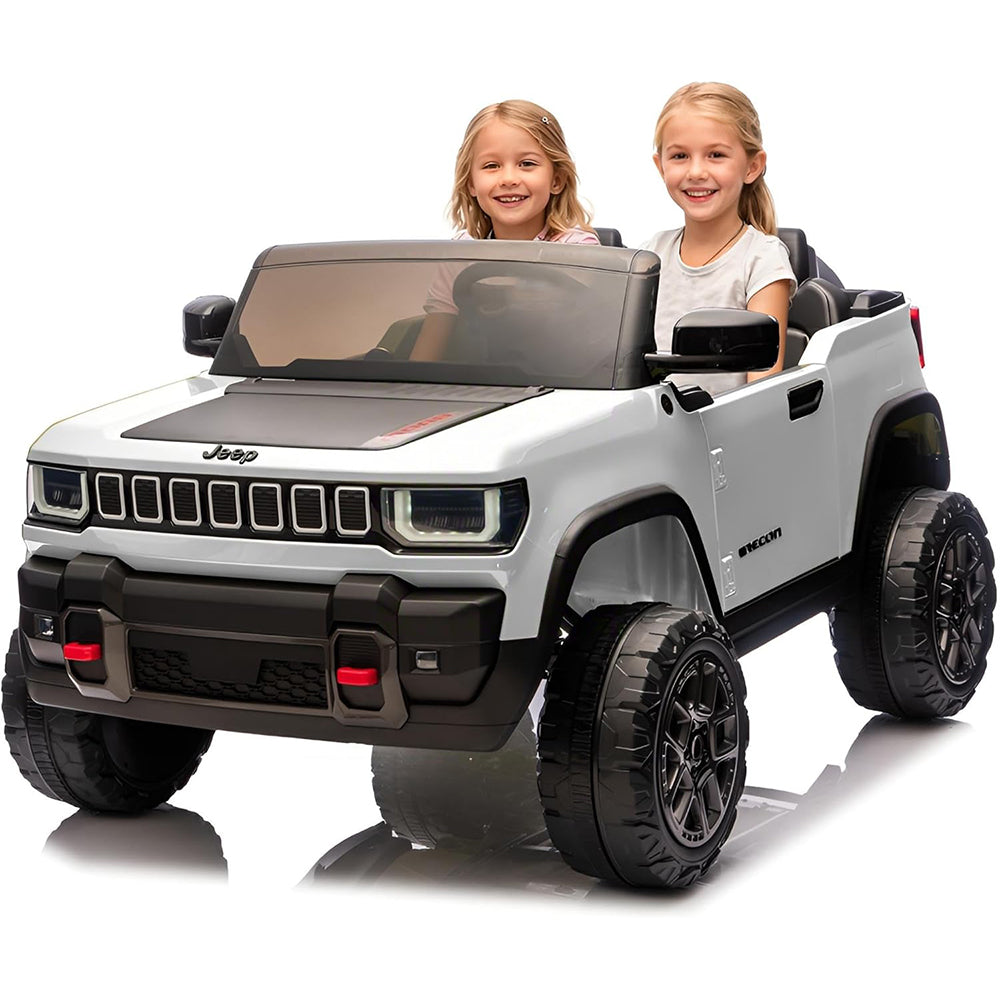 Garvee 24V 2-Seater Electric Ride-On Truck for Kids Ages 3-8 – Licensed 4WD Battery Car with Parental Remote Control, 3 Speeds, Wireless Connection Music, LED Lights, Gradual Start – Perfect Gift Vehicle – White