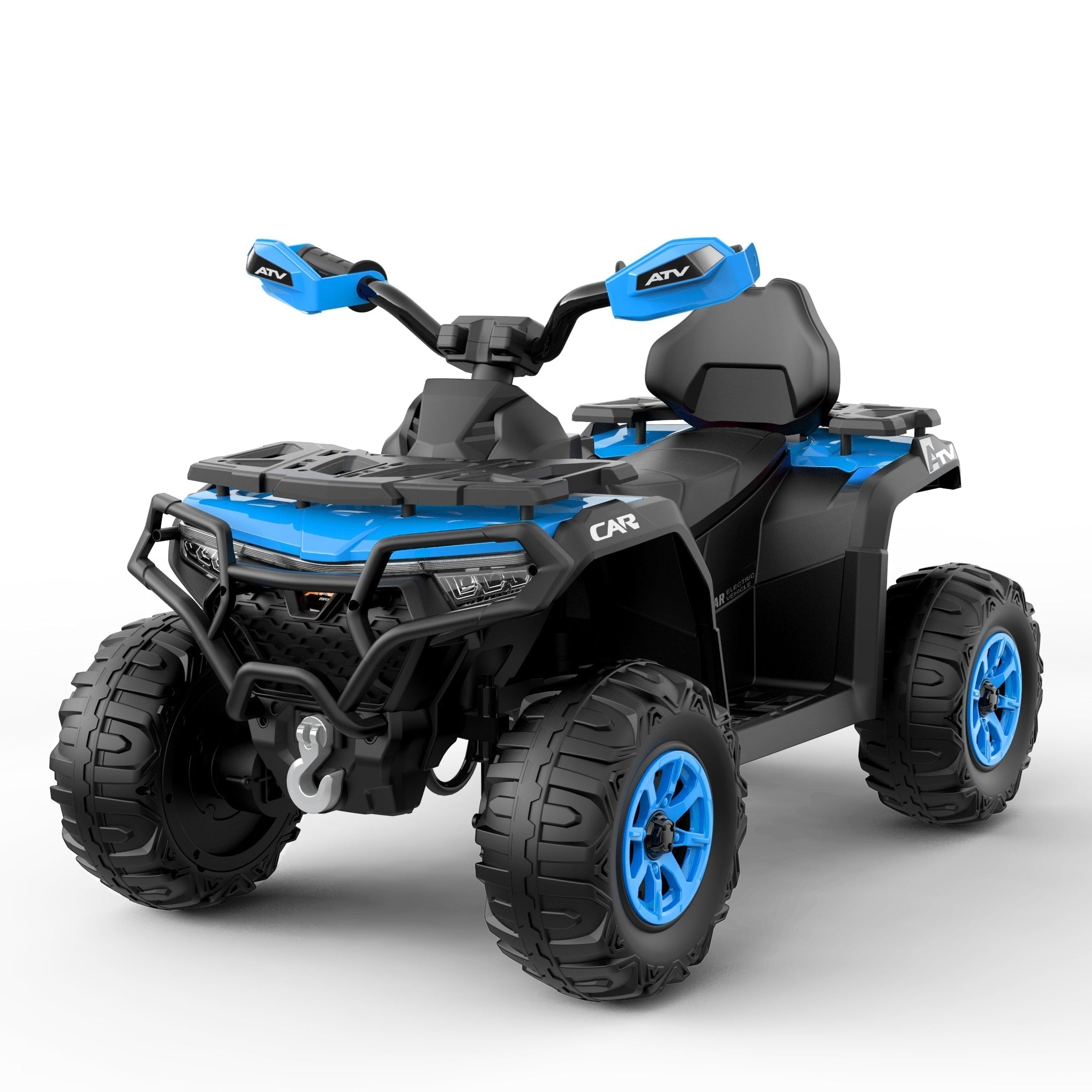 Garvee 12V Electric Ride On Car for Kids 3-8 Years, 2 * 45W Motor, Remote Control, LED Lights, Music Player & Emergency Brake, Battery Powered Cars for Toddlers & Big Kids - Blue