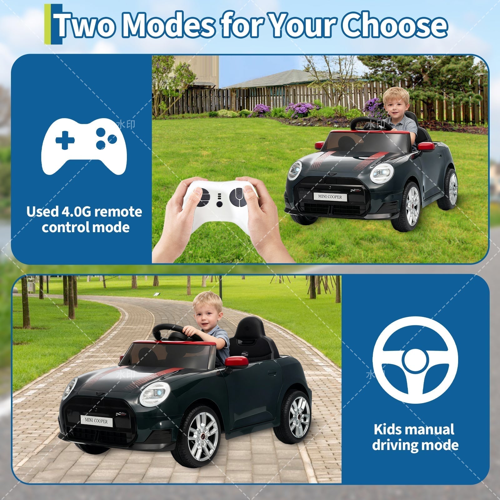 Garvee 12V BMW Mini Cooper Licensed Electric Ride-on Car for Kid, Powered by 4.5Ah Battery, Includes Positive Energy Charger, Wheels, Remote Control with Factory-Paired Code