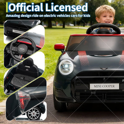 Garvee 12V BMW Mini Cooper Licensed Electric Ride-on Car for Kid, Powered by 4.5Ah Battery, Includes Positive Energy Charger, Wheels, Remote Control with Factory-Paired Code
