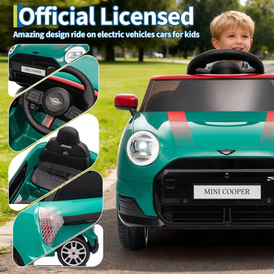 Garvee 12V BMW Mini Cooper Licensed Electric Ride-on Car for Kid, Powered by 4.5Ah Battery, Includes Positive Energy Charger, Wheels, Remote Control with Factory-Paired Code
