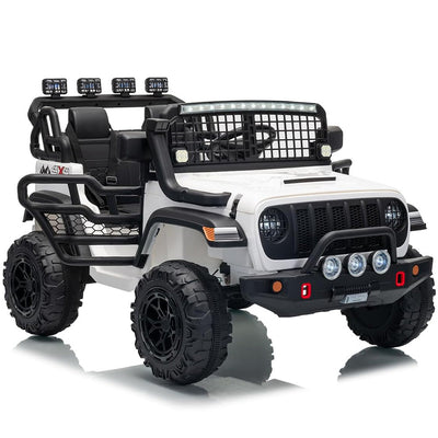 Garvee 24V Ride on Toys for Big Kids, 2-Seater Electric Ride on Car Truck with Remote Control, Four-Wheel Shock Absorbers, 4 Mph Max Speed, Music, LED Lights for Boys Girls, White