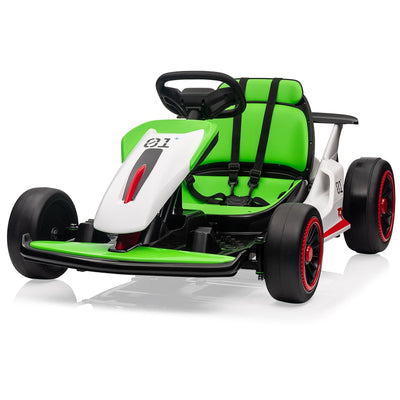 Garvee Ride - G Series: 6+,24V Drift Kart with 2X200W Strong Motor, 7AH Big Battery, Electric Pedals, Electric Go Kart Outdoor Race Toy - Green & White