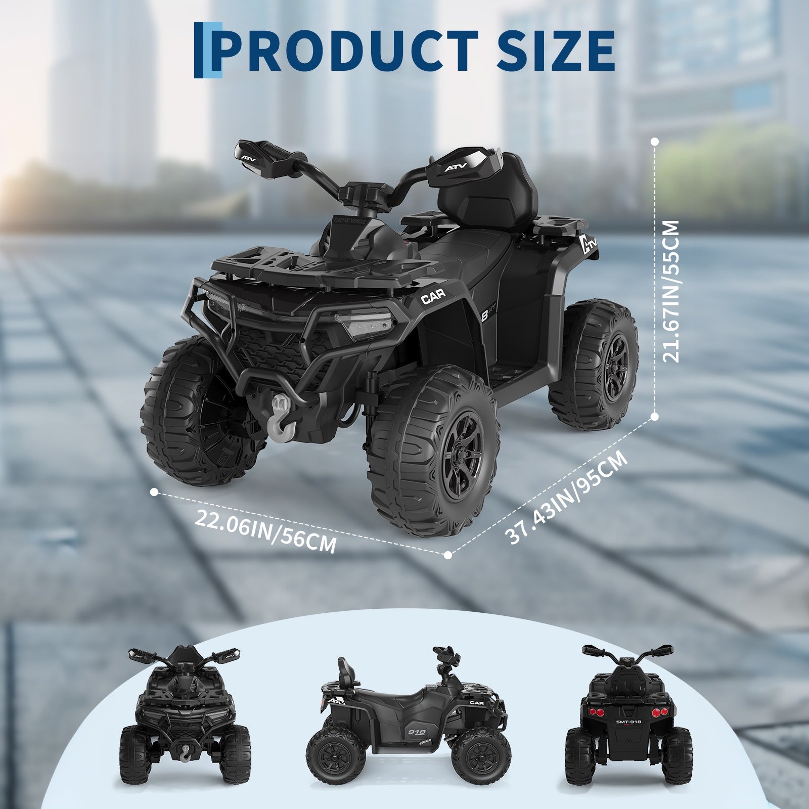 Garvee 12V Electric Ride On Car for Kids 3-8 Years, 2 * 45W Motor, Remote Control, LED Lights, Music Player & Emergency Brake, Battery Powered Cars for Toddlers & Big Kids - Black