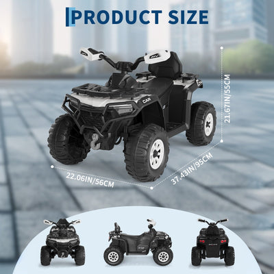 Garvee 12V Electric Ride On Car for Kids 3-8 Years, 2 * 45W Motor, Remote Control, LED Lights, Music Player & Emergency Brake, Battery Powered Cars for Toddlers & Big Kids - Black