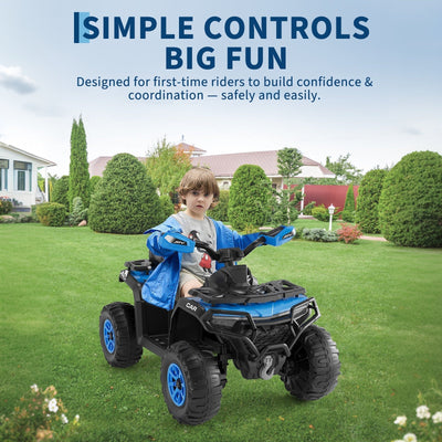 Garvee 12V Electric Ride On Car for Kids 3-8 Years, 2 * 45W Motor, Remote Control, LED Lights, Music Player & Emergency Brake, Battery Powered Cars for Toddlers & Big Kids - Blue