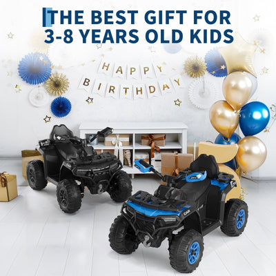 Garvee 12V Electric Ride On Car for Kids 3-8 Years, 2 * 45W Motor, Remote Control, LED Lights, Music Player & Emergency Brake, Battery Powered Cars for Toddlers & Big Kids - Blue