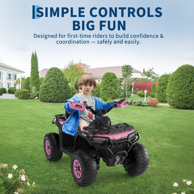 Garvee 12V Electric Ride On Car for Kids 3-8 Years, 2 * 45W Motor, Remote Control, LED Lights, Music Player & Emergency Brake, Battery Powered Cars for Toddlers & Big Kids - Pink