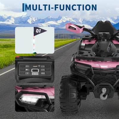 Garvee 12V Electric Ride On Car for Kids 3-8 Years, 2 * 45W Motor, Remote Control, LED Lights, Music Player & Emergency Brake, Battery Powered Cars for Toddlers & Big Kids - Pink