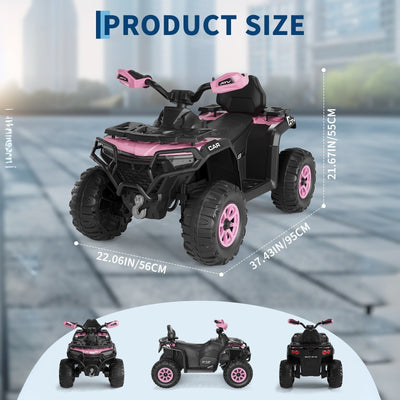 Garvee 12V Electric Ride On Car for Kids 3-8 Years, 2 * 45W Motor, Remote Control, LED Lights, Music Player & Emergency Brake, Battery Powered Cars for Toddlers & Big Kids - Pink