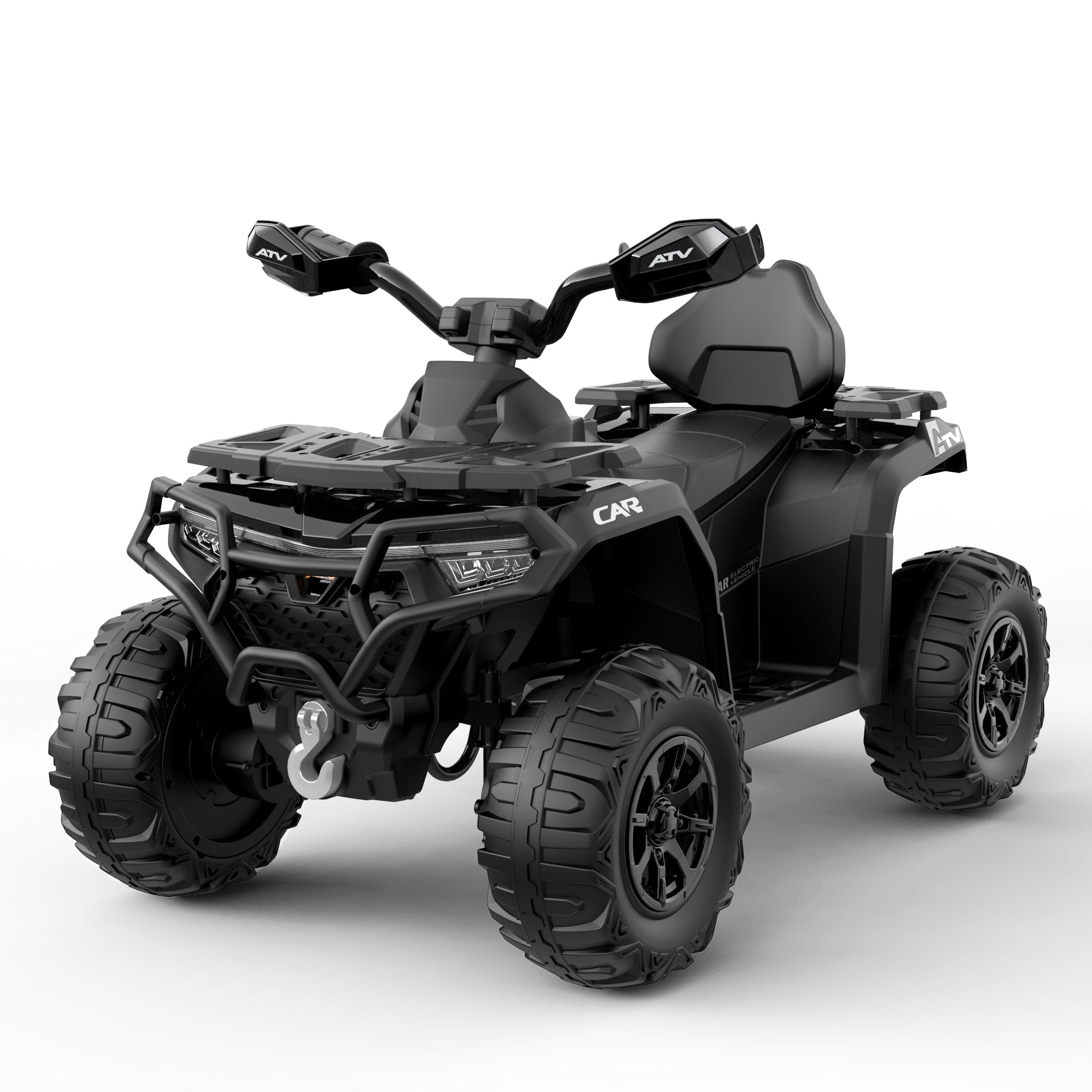 Garvee 12V Electric Ride On Car for Kids 3-8 Years, 2 * 45W Motor, Remote Control, LED Lights, Music Player & Emergency Brake, Battery Powered Cars for Toddlers & Big Kids - Black