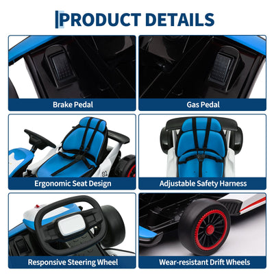 Garvee Ride - G Series: 6+,24V Drift Kart with 2X200W Strong Motor, 7AH Big Battery, Electric Pedals, Electric Go Kart Outdoor Race Toy - Blue